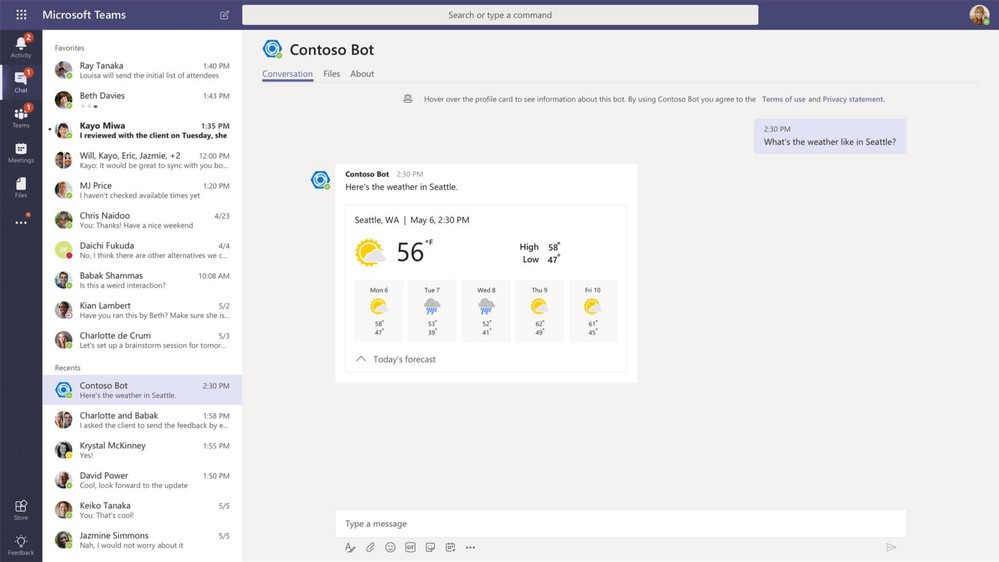Microsoft Teams Interface (2018)